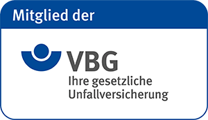 Wir sind stolzes Mitglied der VBG, dem größten deutschen Träger gesetzlicher Unfallversicherung.